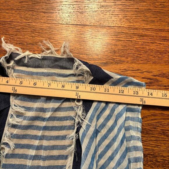 Randi & Will Long Open Cardigan Blue & White Stripe Women's One Size Sleeveless - Picture 5 of 9